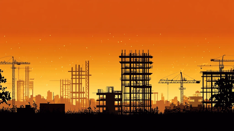 城市建筑工地剪影