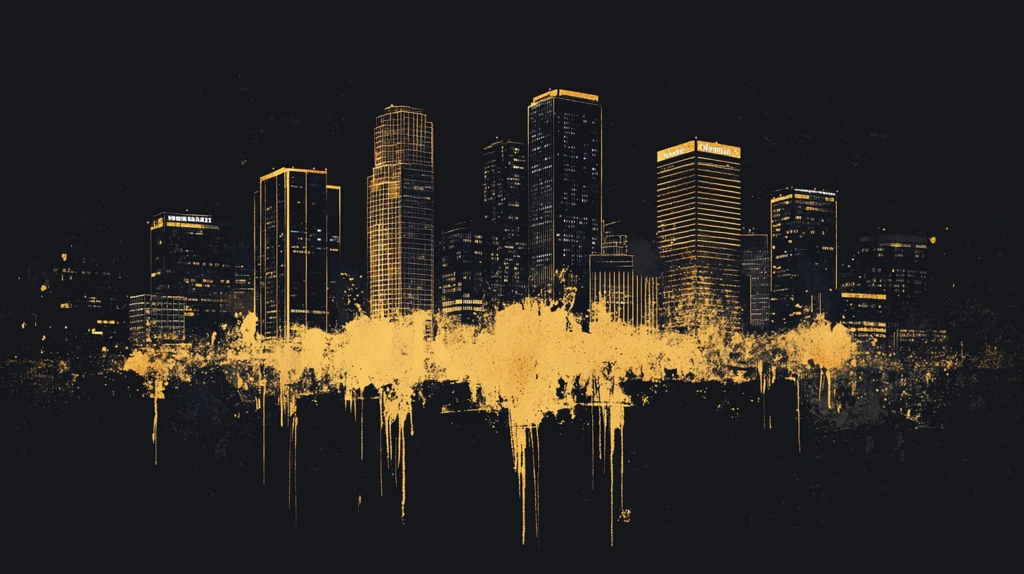 城市遮挡喷墨背景