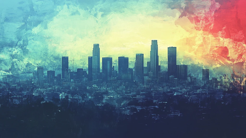 洛杉矶水彩背景