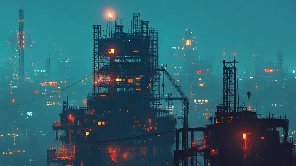 钢铁城市雨天的城市