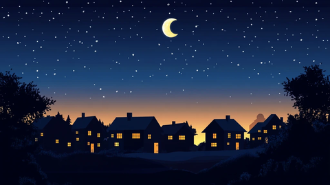 小村庄宁静的夜晚