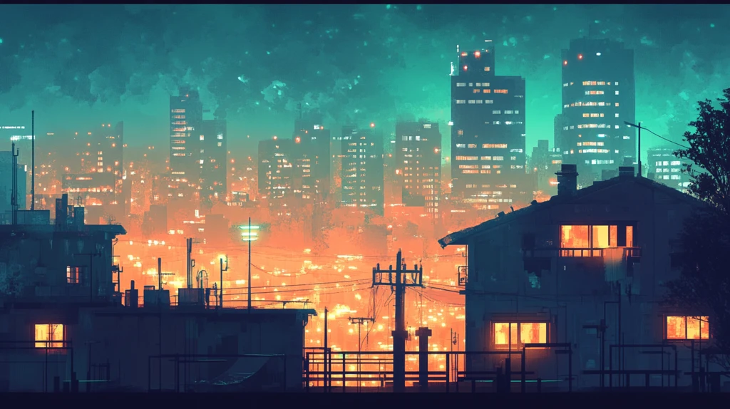 夜景城市唯美插画