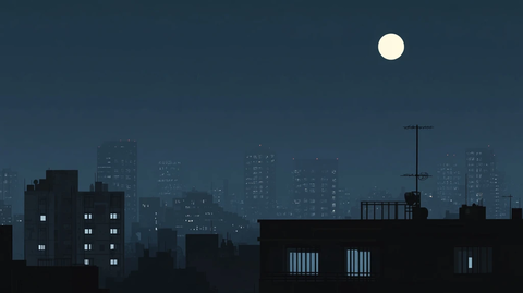 月光下的城市插画
