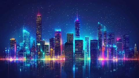 现代科技城市缤纷炫彩