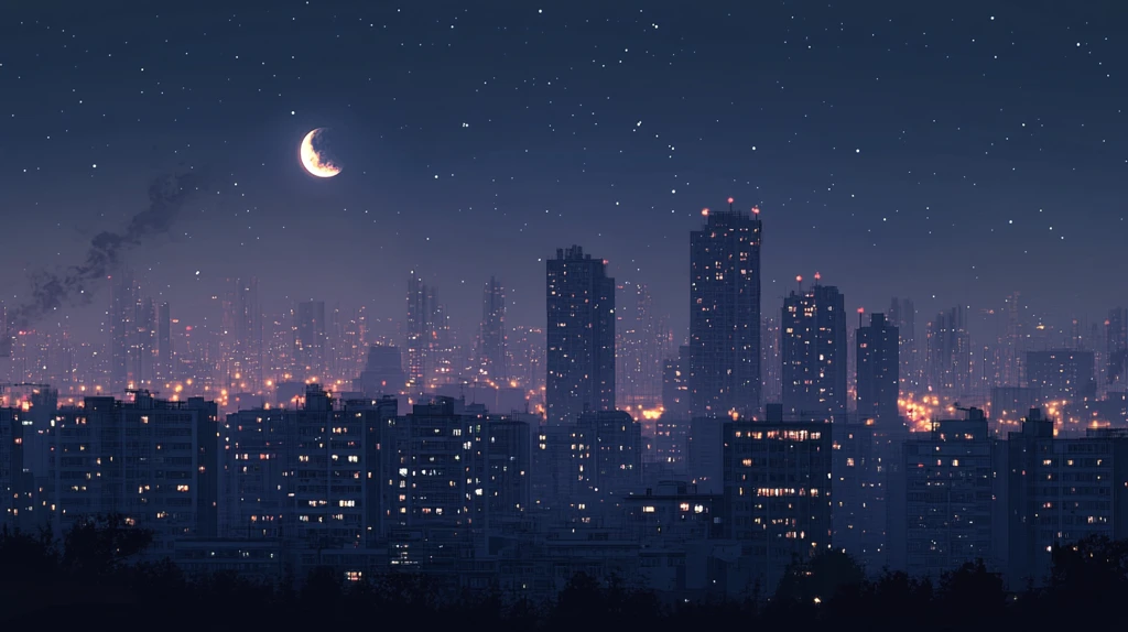 月光下的城市插画