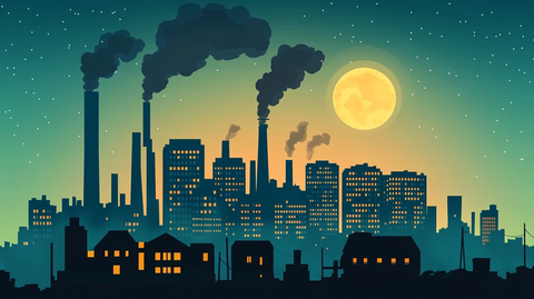 不夜城城市剪影插画