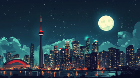 温哥华插画背景展板