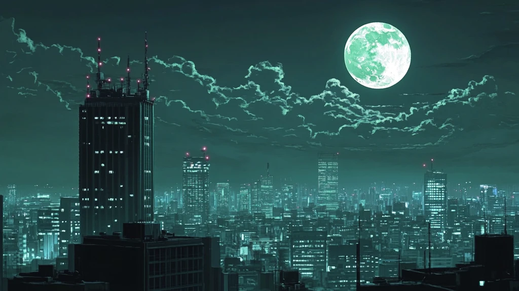 月光下的城市插画