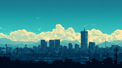 北上广深天际线插画