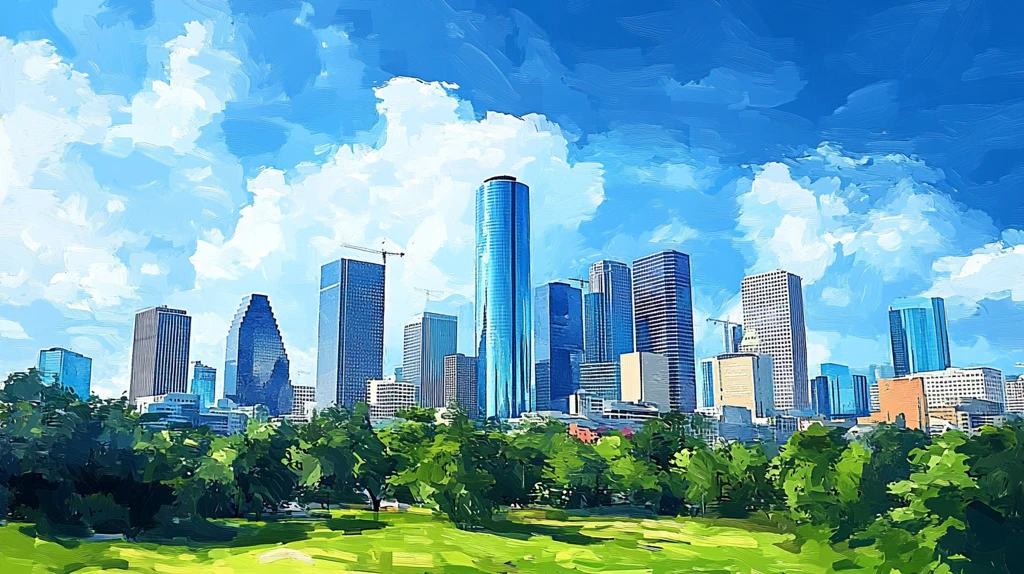 休斯顿城市插画素材