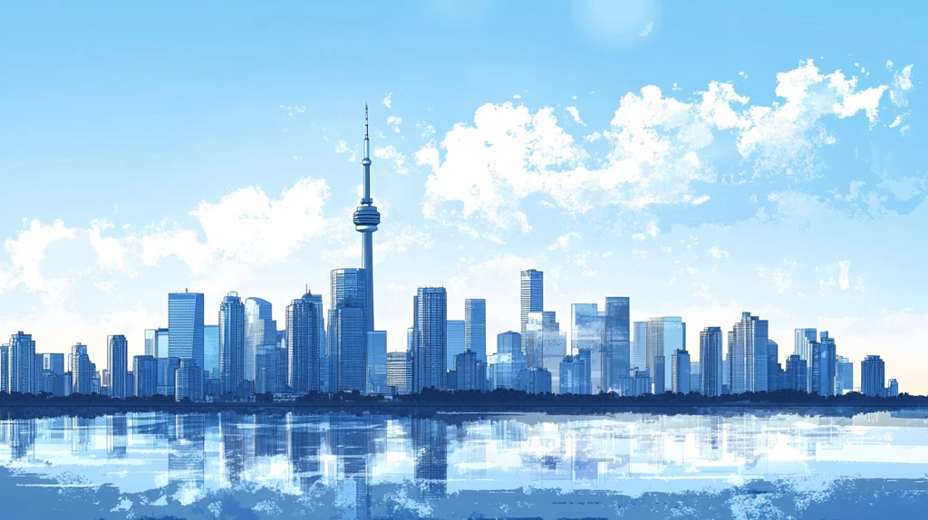 温哥华插画彩绘天际线