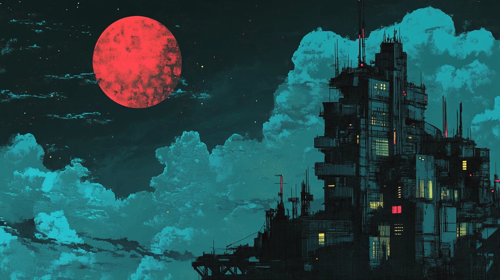 月光下的城市插画