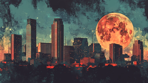 月光下的城市插画