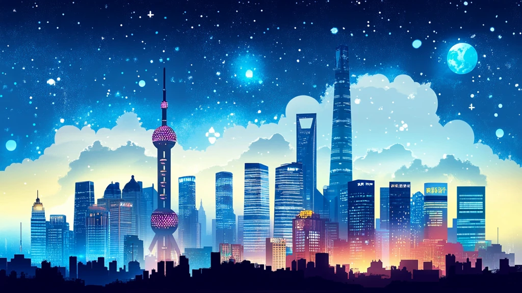 北上广深天际线插画