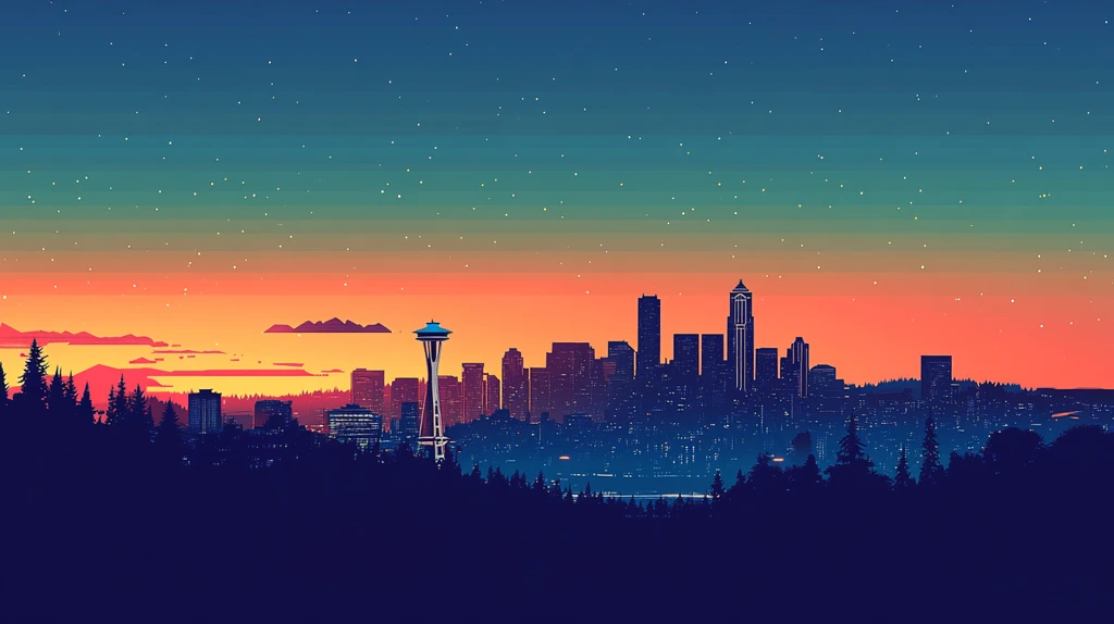 西雅图插画宣传背景