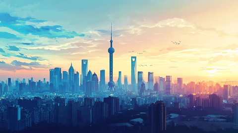 北上广深天际线插画