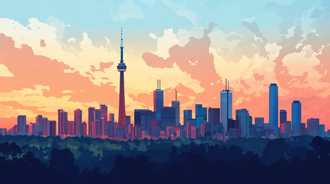 北上广深天际线插画