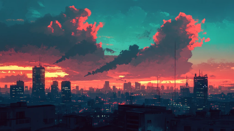 日本动漫风格晚霞