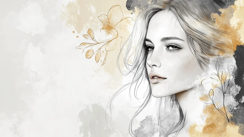 手绘女人花抽象装饰画