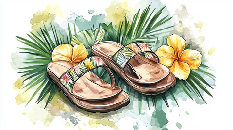 拖鞋水彩画