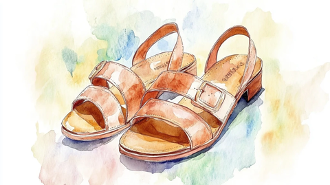 拖鞋水彩画