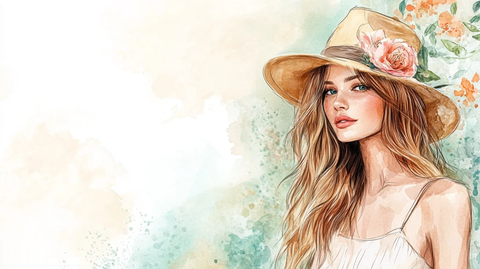 水彩风美女