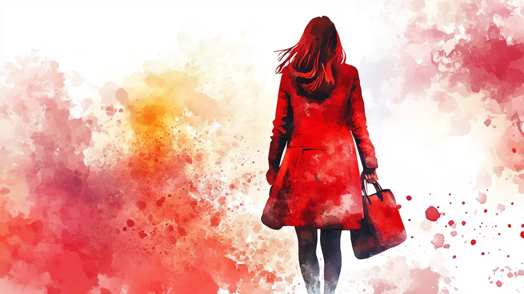 红衣少女背影