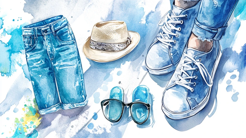 水彩服装印花插画