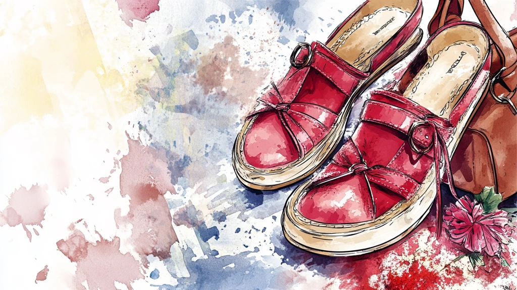 拖鞋水彩画