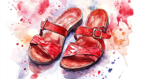 拖鞋水彩画