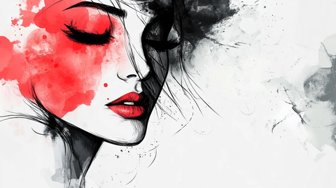 唯美抽象画水彩画女人