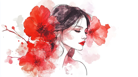 木棉花美女插画