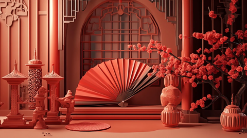 新中式折扇插画