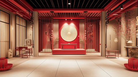 红色新中式迎宾区