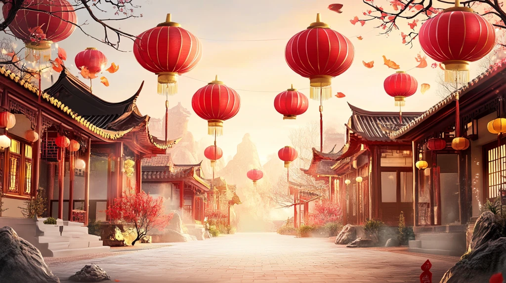 喜庆场景灯笼密布