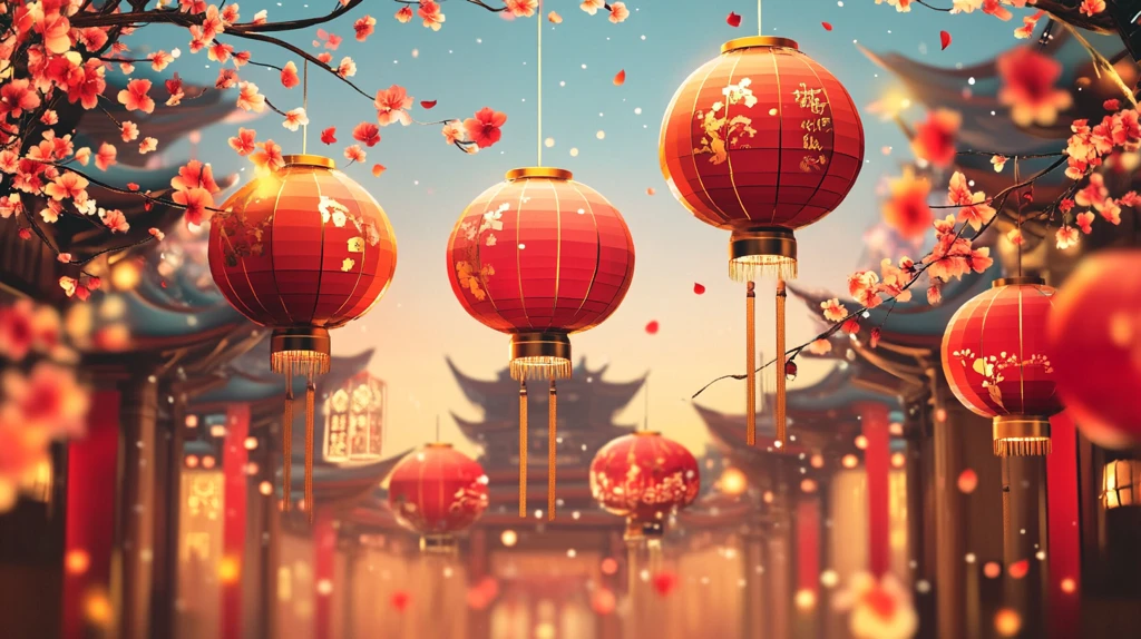 喜庆场景灯笼密布