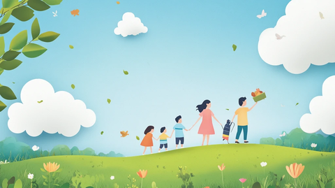 五一儿童春游插画