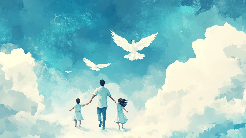 父亲女儿手绘背景