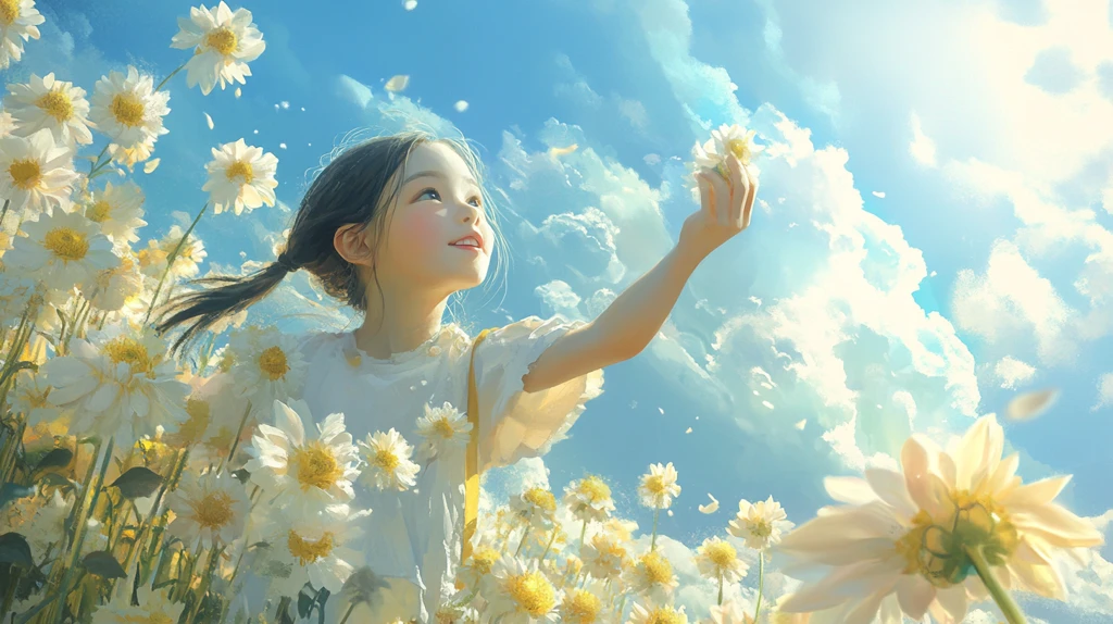 向日葵花丛中的少女