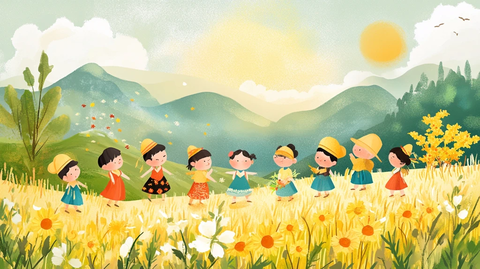 美好童年插画