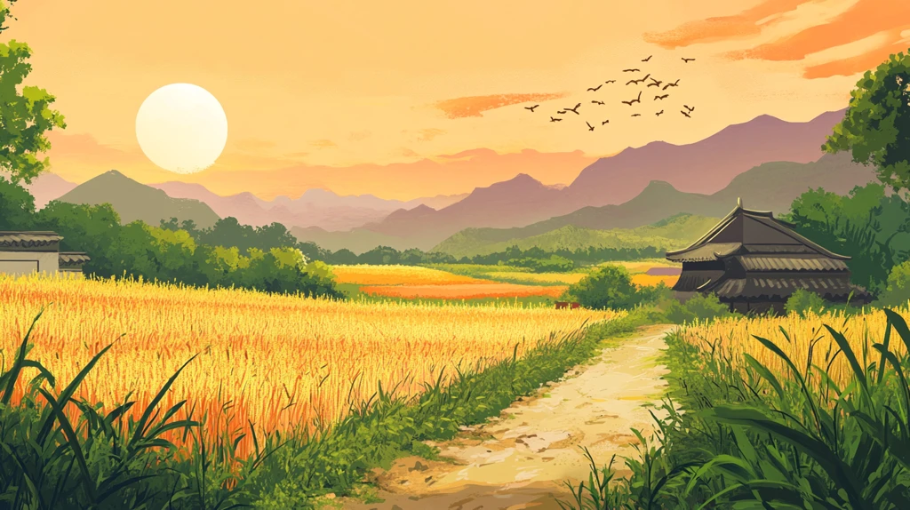 稻田风景插画