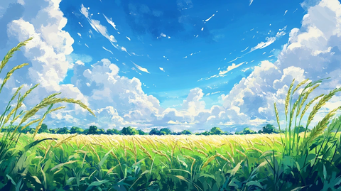 小麦田插画