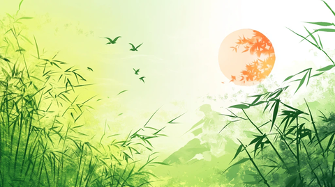 竹影绿竹水墨画