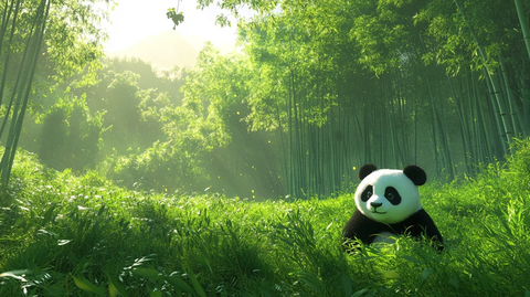 竹林里的熊猫