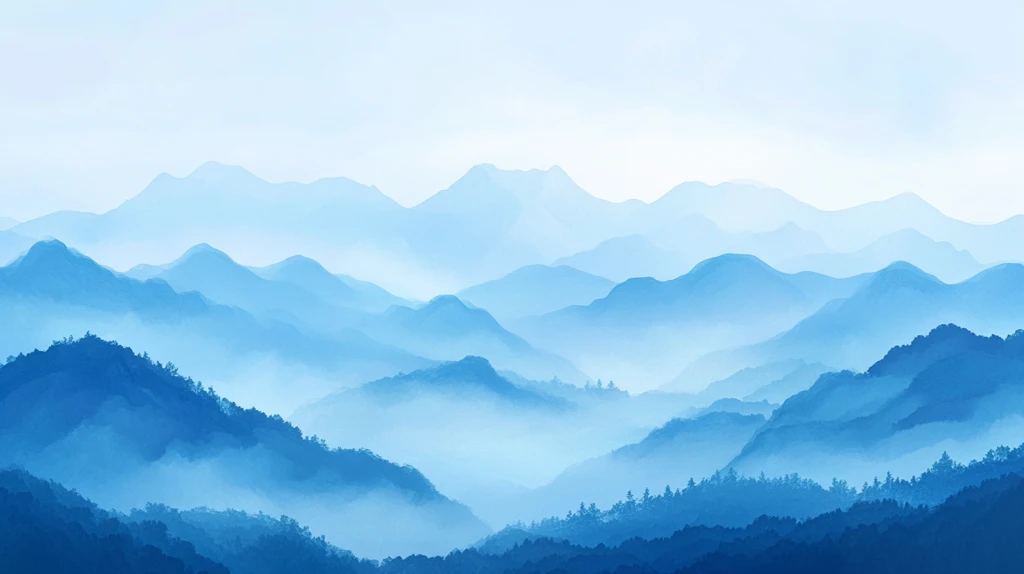 蓝调水墨群山