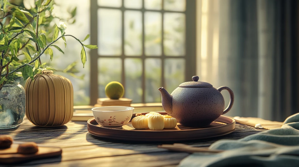 阳光下的茶具
