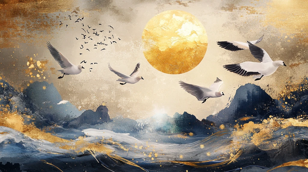 金色古风古典山水背景