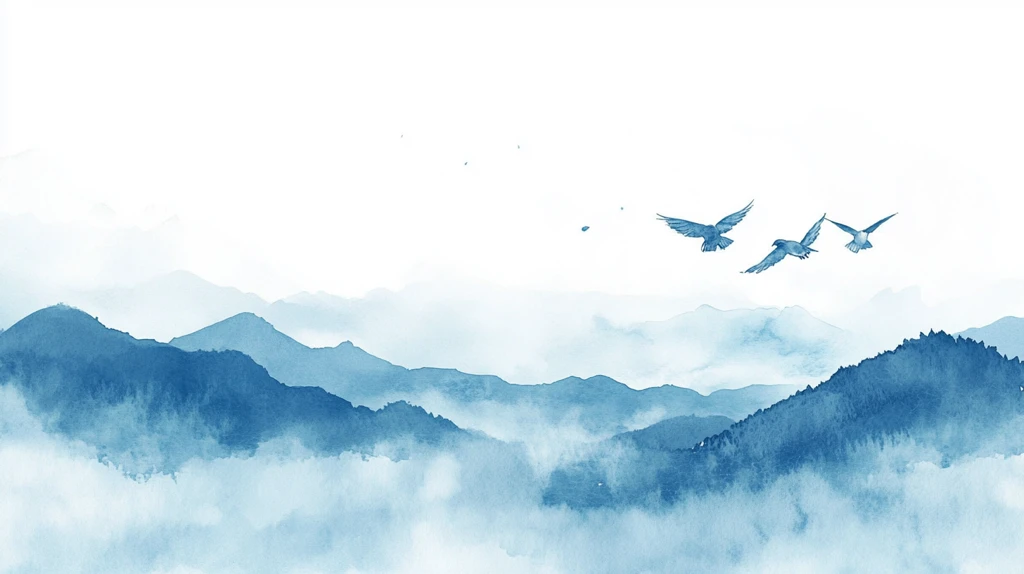 飞鸟水墨山水