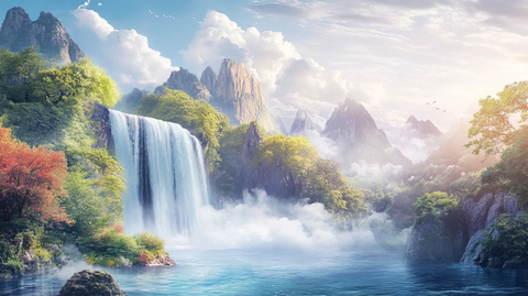 高清瀑布背景墙壁纸