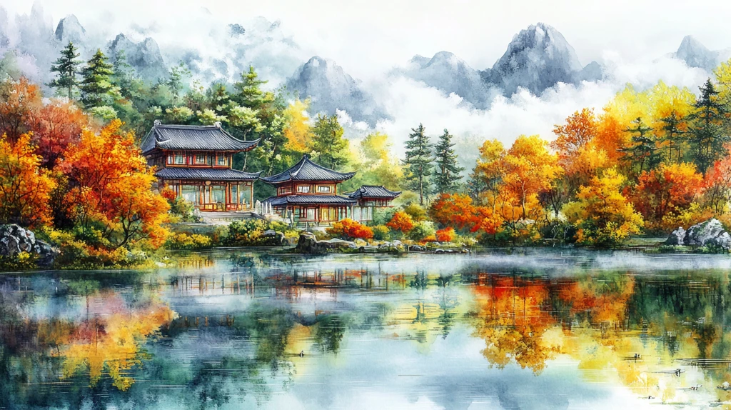 山水楼阁雅致意境风